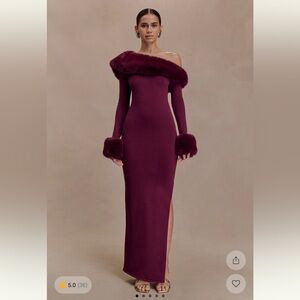 Meshki Karleigh Faux Fur Knit Maxi Dress